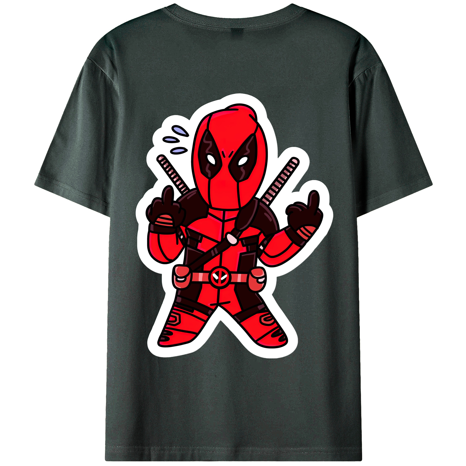 （画像用） Deadpool デッドプール 綿100％ メンズ半袖Tシャツ（バックプリント） 通気性